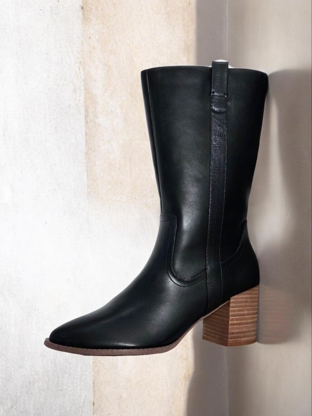 DV Dolce Vita Black Leather Knee-High Block Heel Boots | Side Zip, SZ 9- NEW